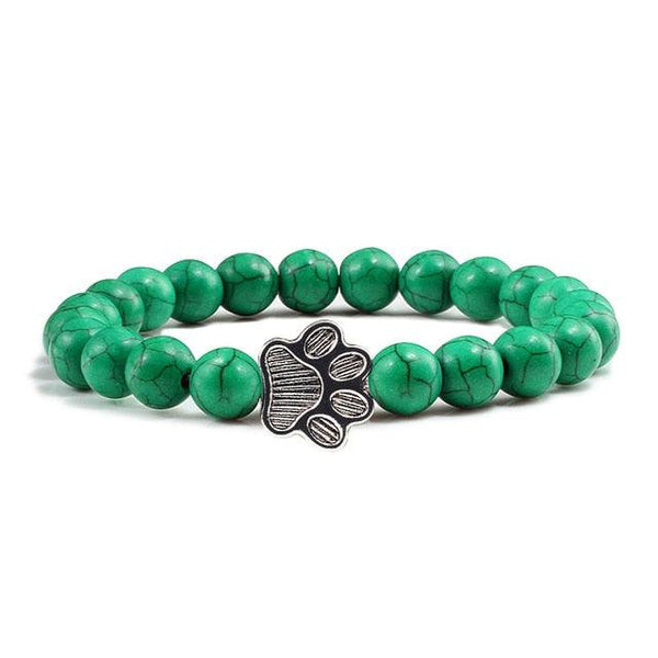 Natural Matte Black Lava Volcanic Stone Paw Print Charm Bracelet Pet Memorial Cat Dog Lovers Jewelry Bracelets For Women Men Stress Relief Yoga Bracelet Mood Bracelet Gifts For Women And Girls