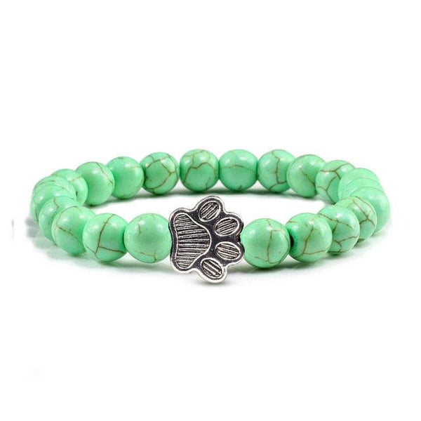 Natural Matte Black Lava Volcanic Stone Paw Print Charm Bracelet Pet Memorial Cat Dog Lovers Jewelry Bracelets For Women Men Stress Relief Yoga Bracelet Mood Bracelet Gifts For Women And Girls