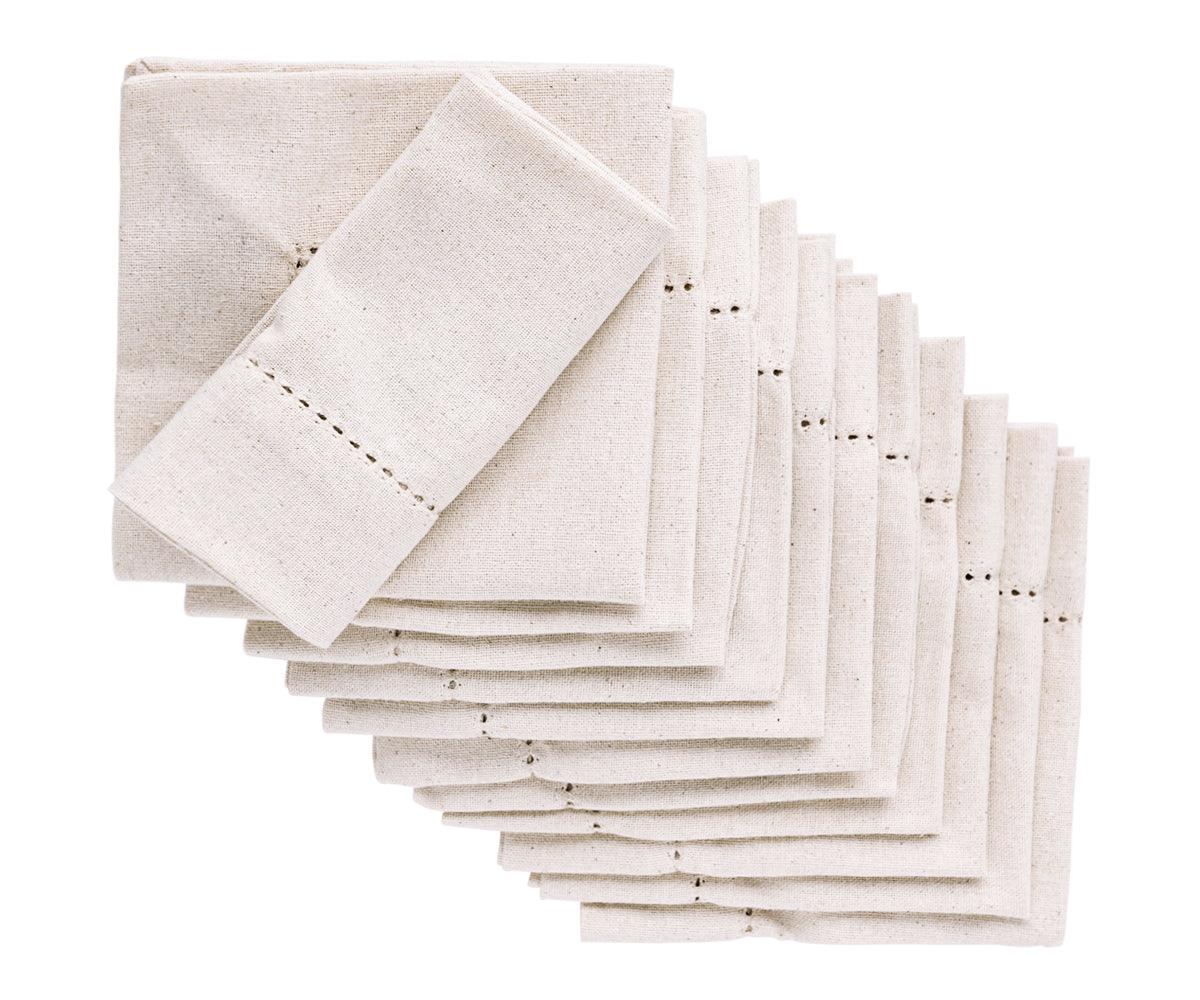 Natural Cotton Cocktail Napkins - 10 Inch