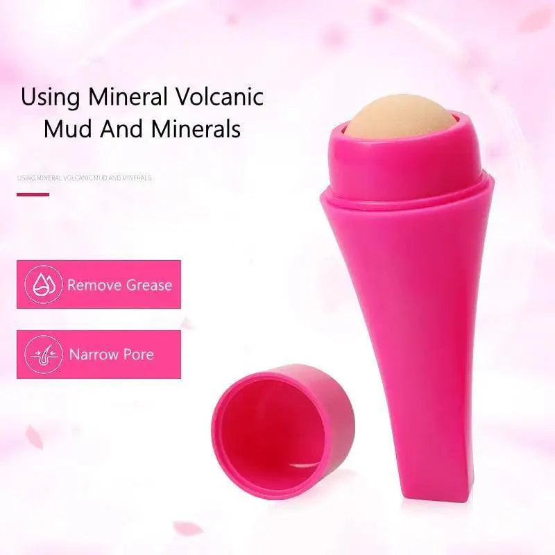 Natural Reusable Oil Resistant Facial Tool Roller Oil Control Rolling Stone Women Makeup Face Skin Care Tool Facial Cleaning Oil Absorption Roller On Ball Suitable for Traveling At Home Or Going Conduct For Facial Massage