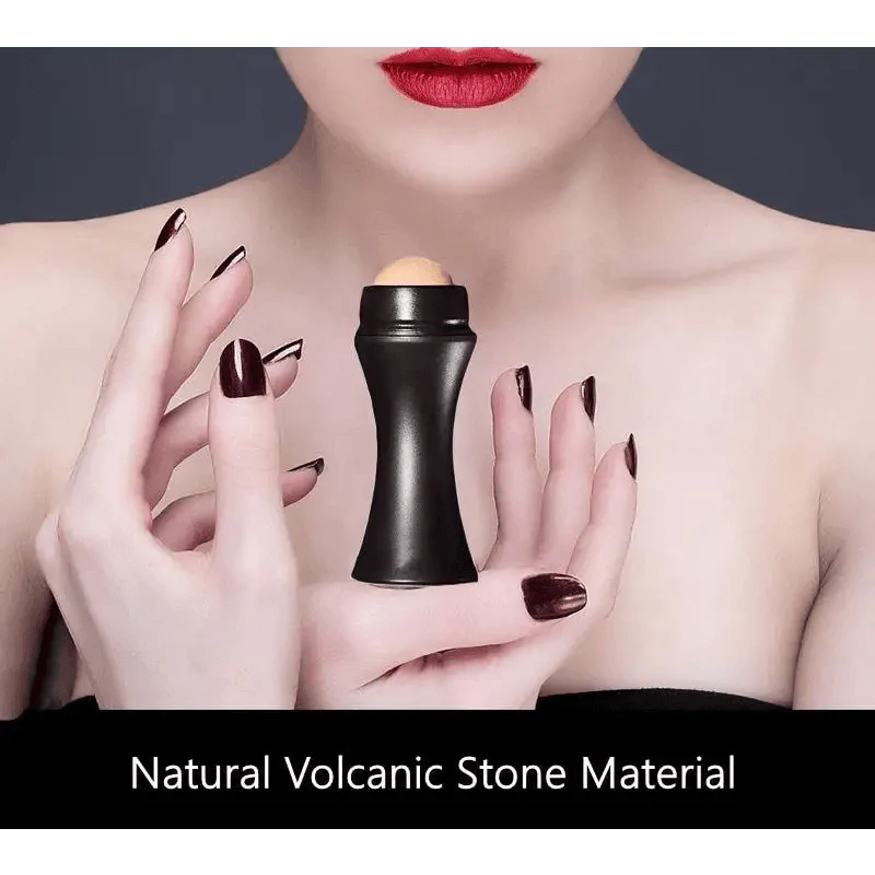 Natural Reusable Oil Resistant Facial Tool Roller Oil Control Rolling Stone Women Makeup Face Skin Care Tool Facial Cleaning Oil Absorption Roller On Ball Suitable for Traveling At Home Or Going Conduct For Facial Massage