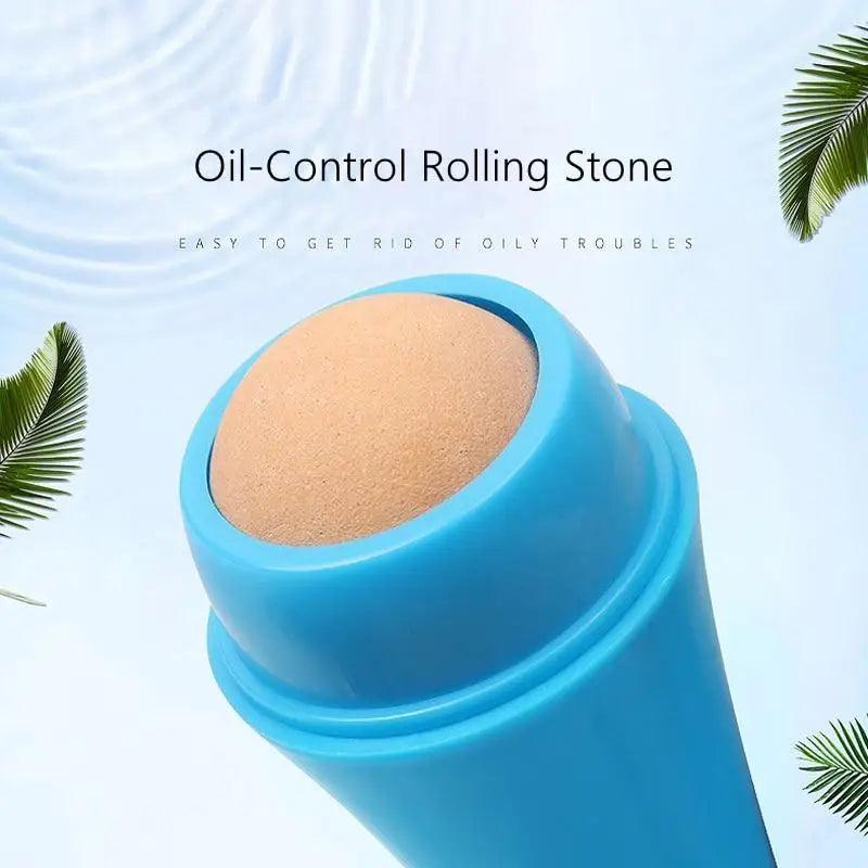 Natural Reusable Oil Resistant Facial Tool Roller Oil Control Rolling Stone Women Makeup Face Skin Care Tool Facial Cleaning Oil Absorption Roller On Ball Suitable for Traveling At Home Or Going Conduct For Facial Massage