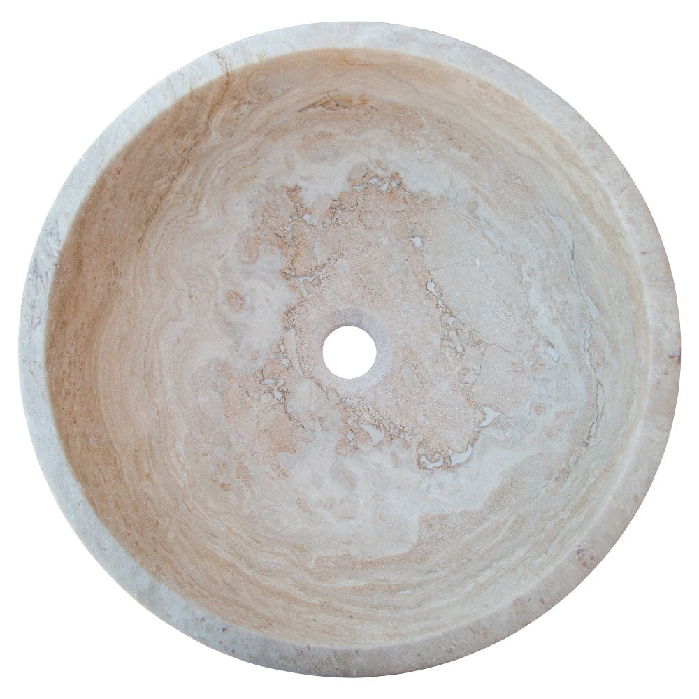 Natural Stone Beige Travertine Vessel Sink Honed and Filled (D)18