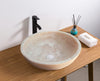 Natural Stone Beige Travertine Vessel Sink Honed and Filled (D)18