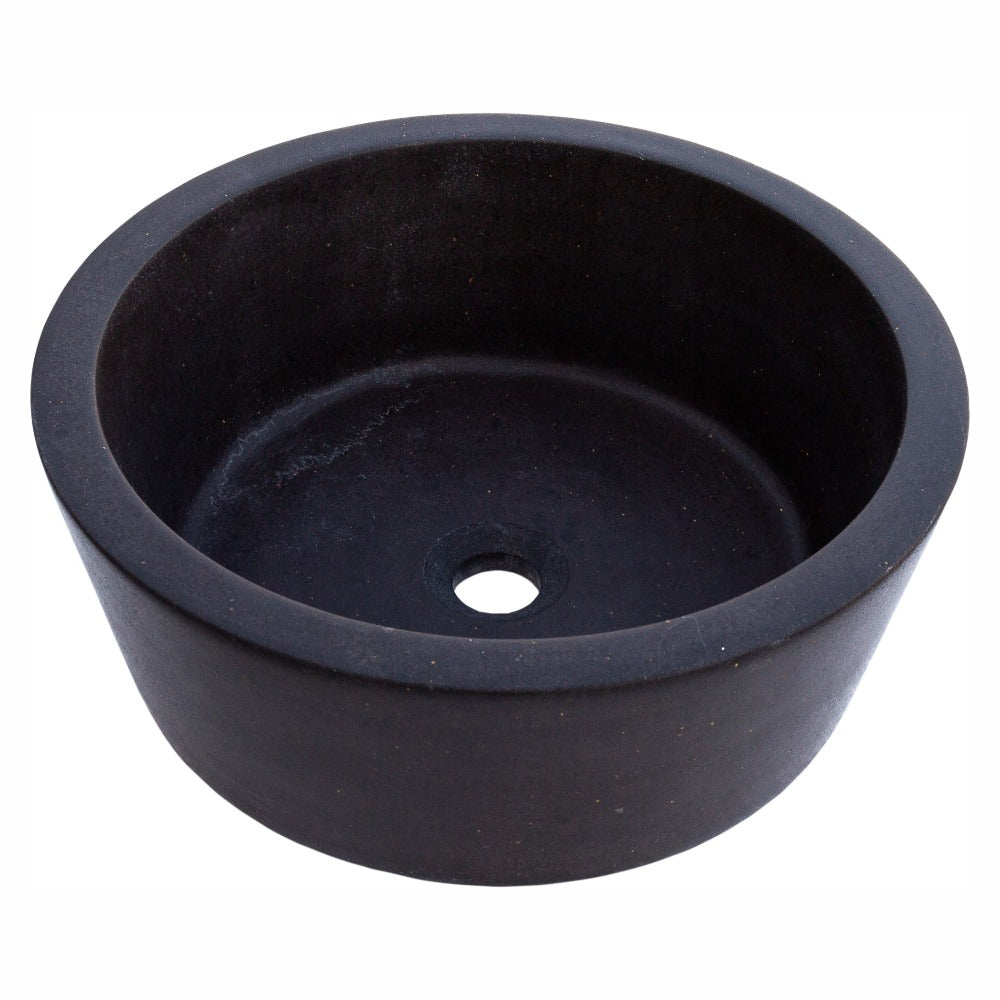 Natural Stone Black Andesite Tapered Sink Honed-Matte  (D)16
