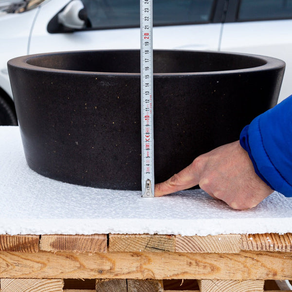 Natural Stone Black Andesite Tapered Sink Honed-Matte  (D)16