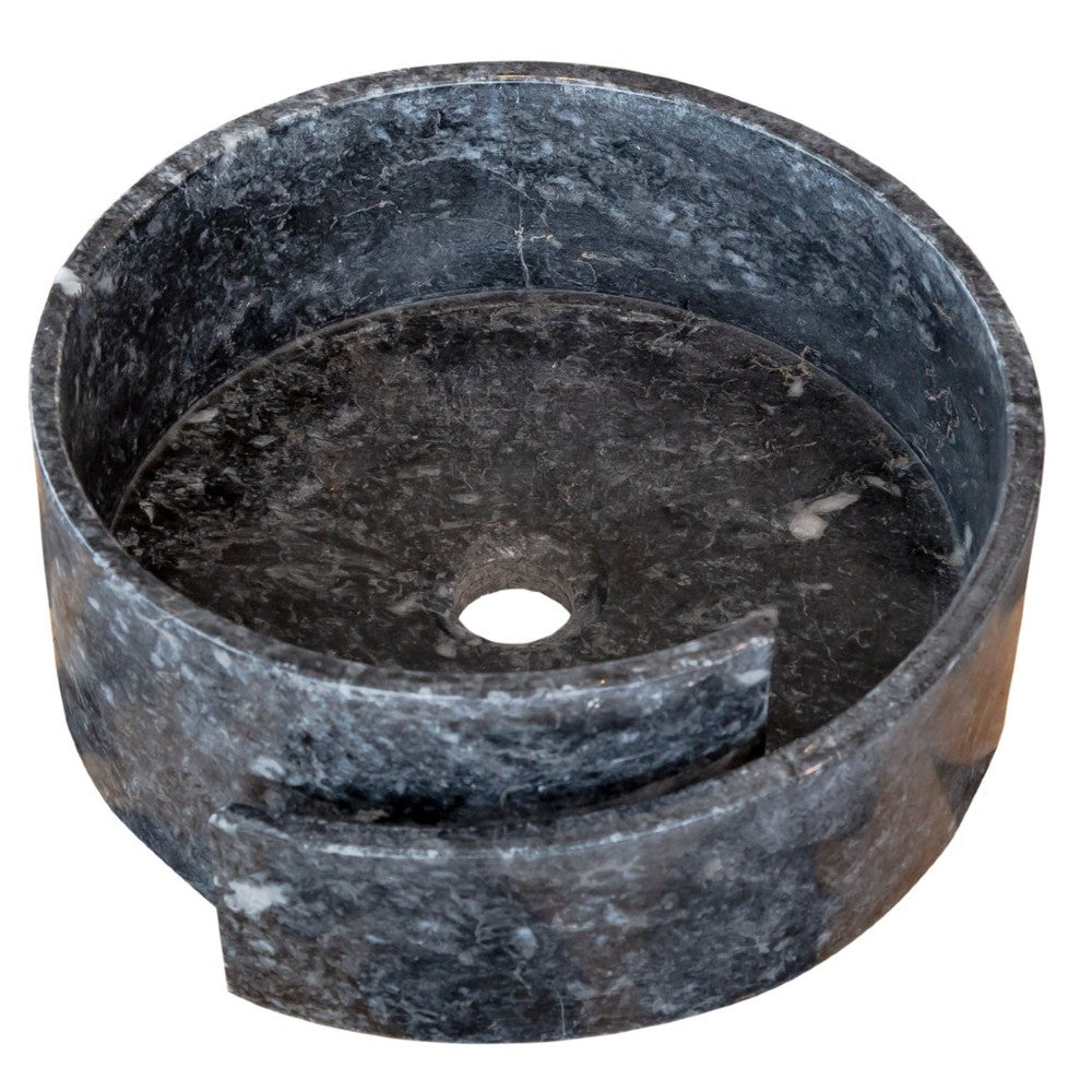 Special Design Black Marble Natural Stone Round Vessel Sink (D)16