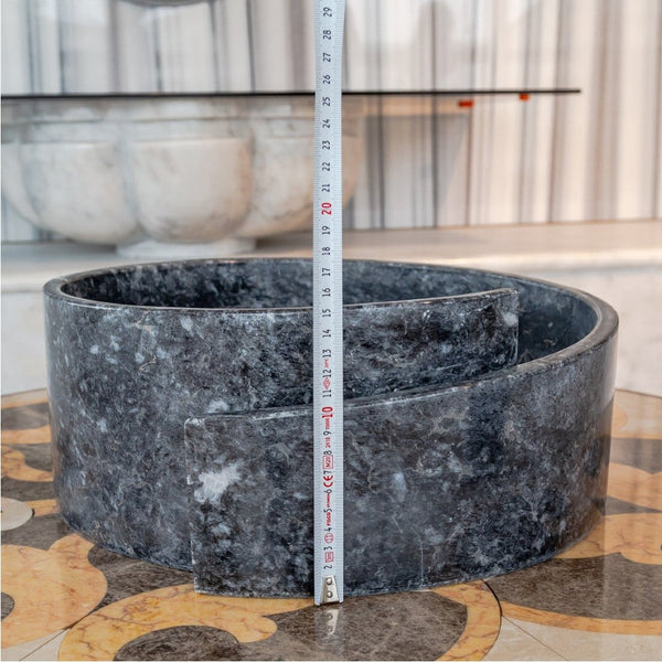 Special Design Black Marble Natural Stone Round Vessel Sink (D)16