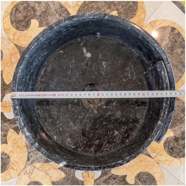 Special Design Black Marble Natural Stone Round Vessel Sink (D)16