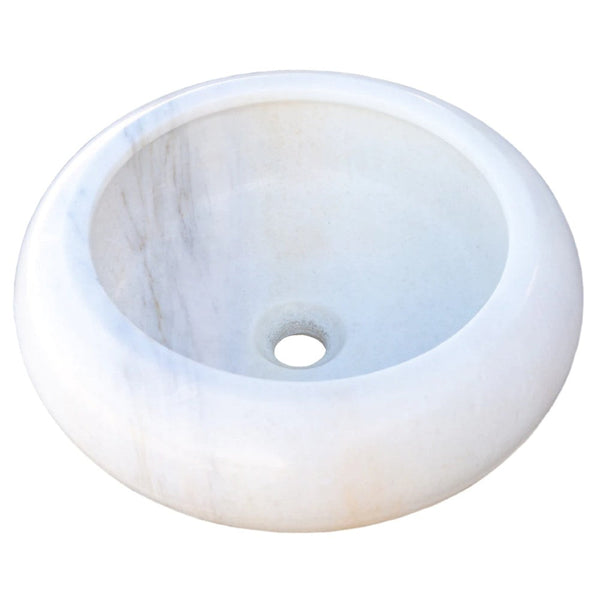 Carrara White Marble Natural Stone Vessel Sink (D)15.5