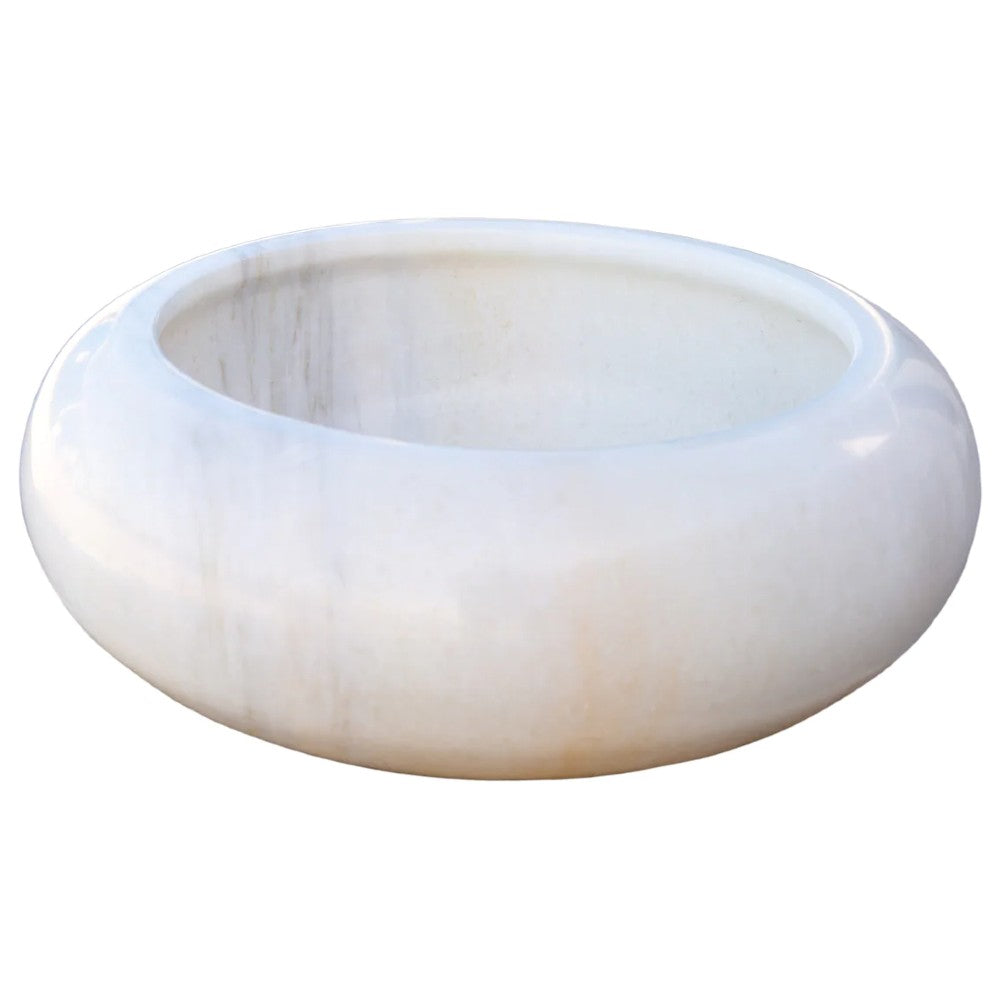 Carrara White Marble Natural Stone Vessel Sink (D)15.5