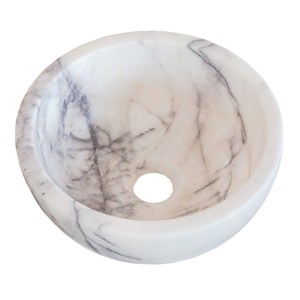 Natural Stone New York White Marble Round Vessel Sink Polished (D)12
