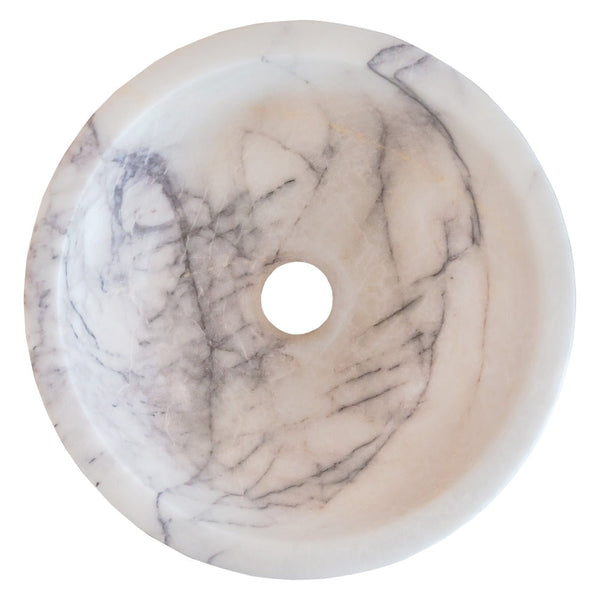 Natural Stone New York White Marble Round Vessel Sink Polished (D)12