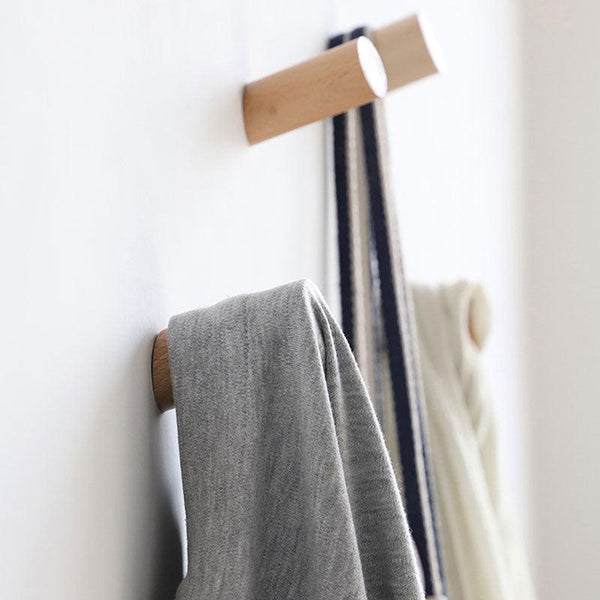 Natural Wood Clothes Hanger Wall Mounted Coat Hook Decorative Key Holder Hat Scarf Handbag Storage Hanger Bathroom Rack  New Simple Modern Solid Wood Hook Wall Hanging Decoration