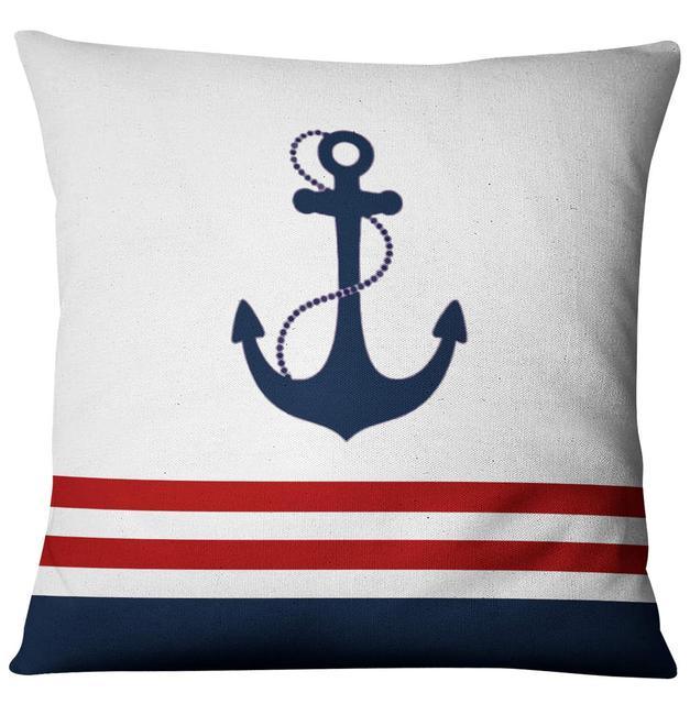 Navigation Navy Blue Nautical Shell Starfish Linen Pillow Cover Blue Anchor Navigation Anchor Sailboat Pillowcase Marine Cushion Cover Sofa Home Decorative Cushion Cover For Home