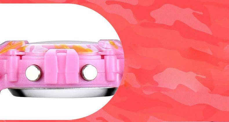 Navy Blue Camouflage Kids Watches LED Colorful Flash Digital Waterproof Date Week Creative Children Watch Sport Multi Function 30M Waterproof LED Alarm Stopwatch Digital Child Wristwatch For Boy Girl