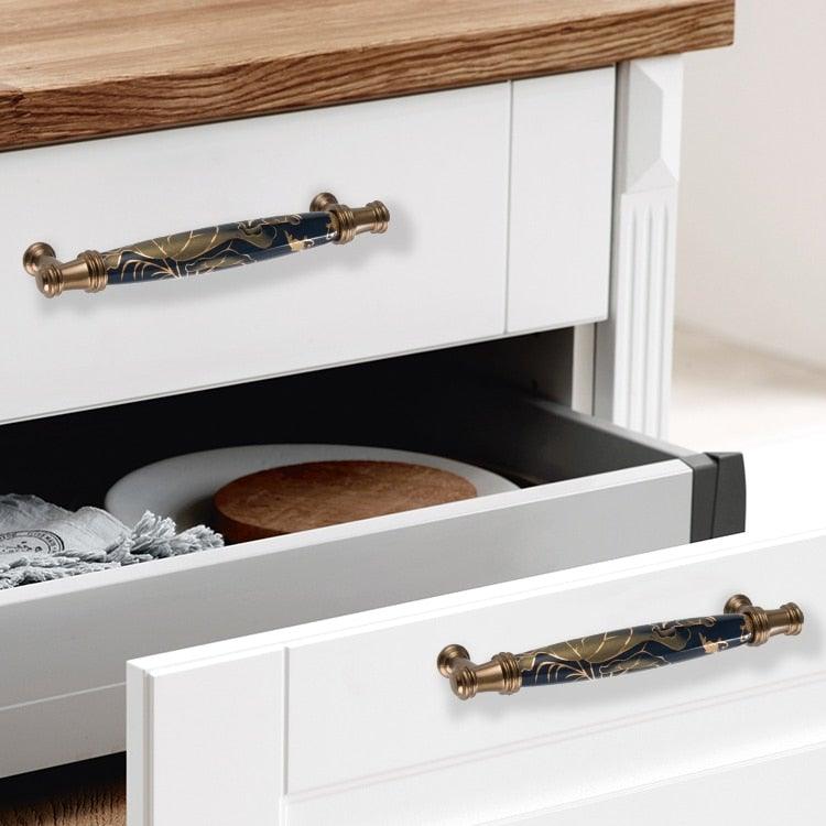 Navy Blue Ceramic Door Handles European Antique Furniture Handles Drawer Pulls Kitchen Cabinet Knobs And Handles Entry Door Handle With Door Lever For Right And Left Sided Doors