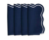Navy Blue Napkins with White Scalloped Edge