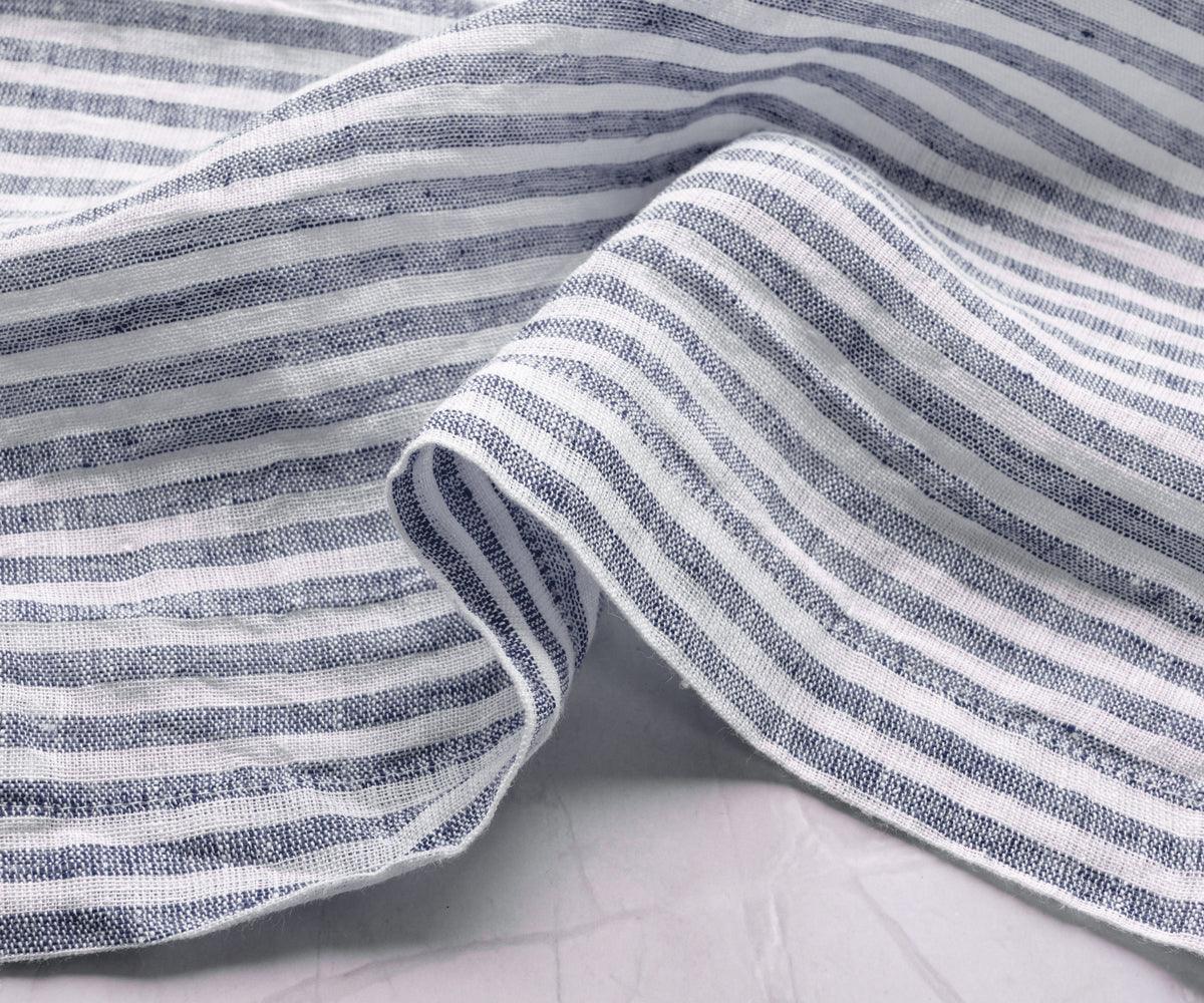 Navy Blue Pinstripe Linen Napkins - Set of 4, 8 & More