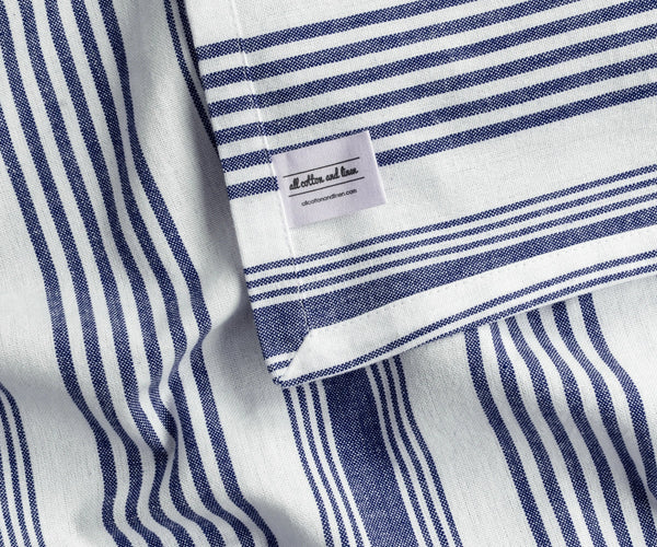 Blue French Stripe Tablecloth