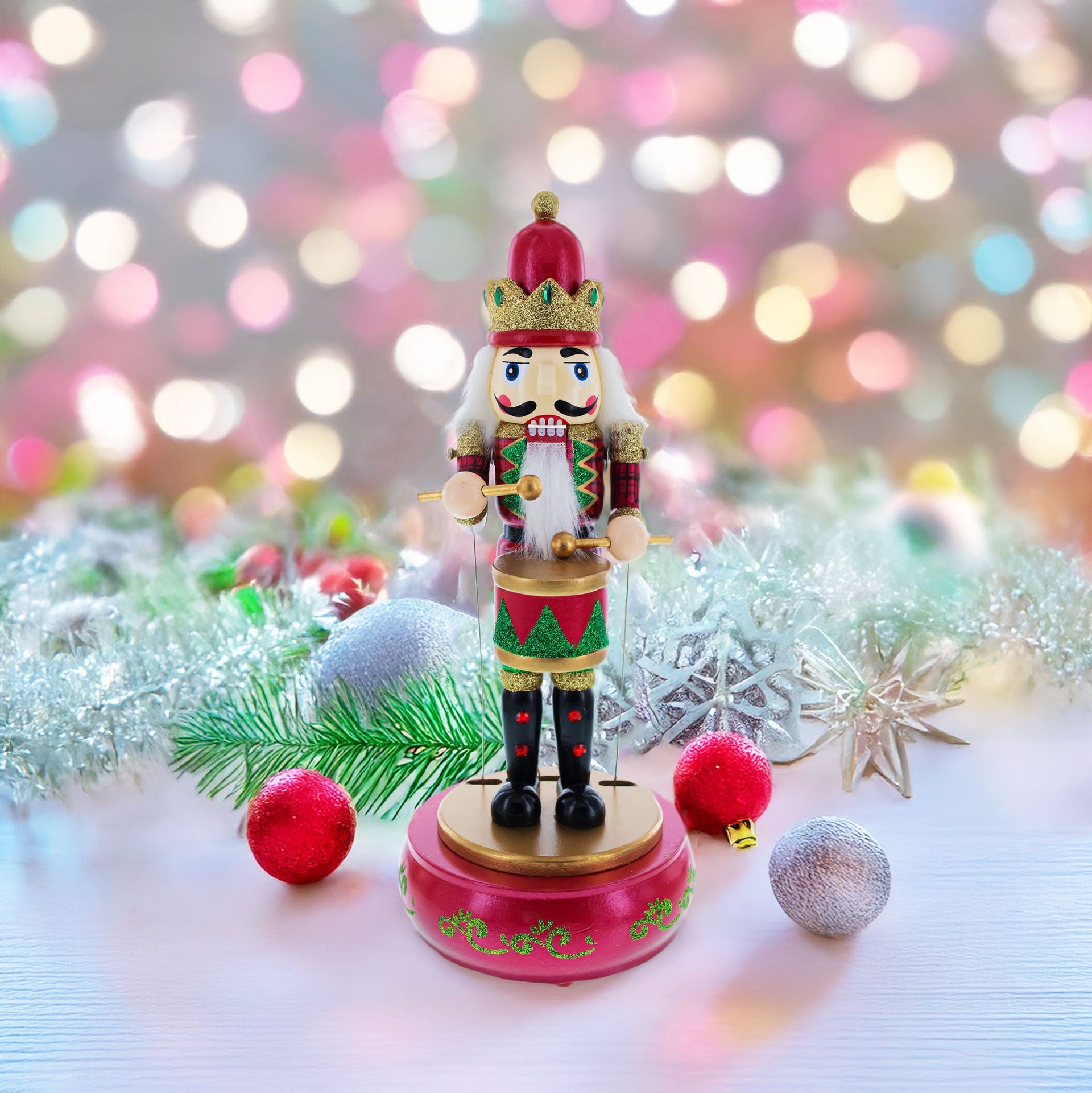 Animated Nutcracker the Drummer Musical Figurine 13 Inches