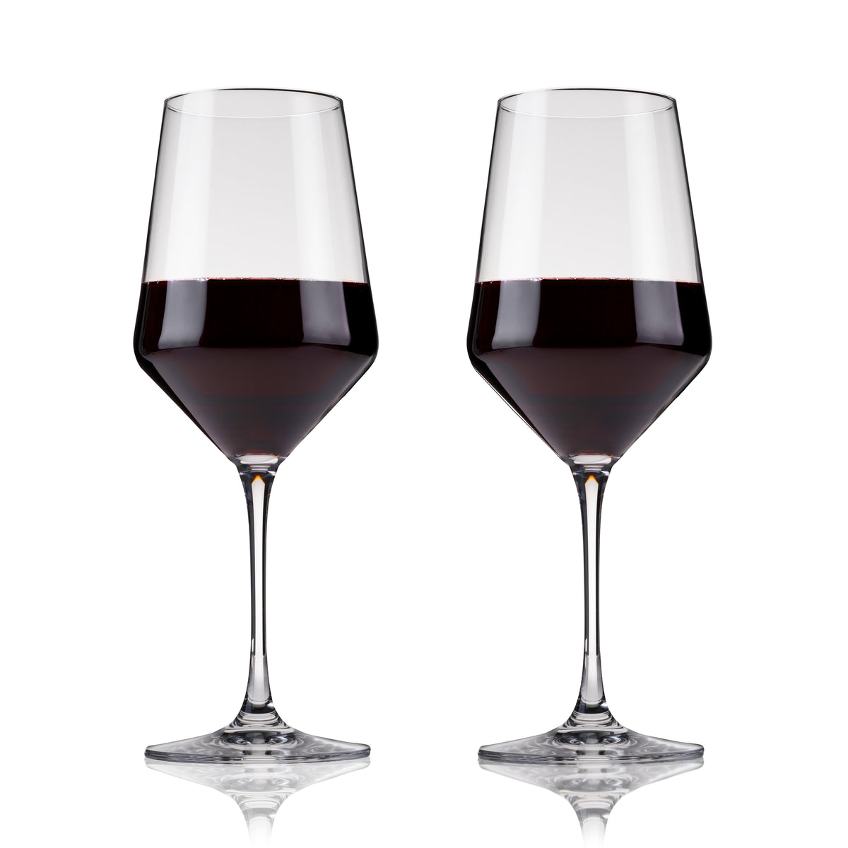 Raye Angled Crystal Bordeaux Glasses Set of 2