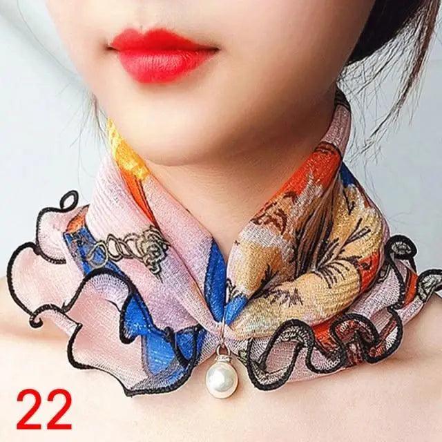 Neck Collars Fashion Scarves for Women And Girls Print Satin Silk Scarf Female Bandana Head Bib Scarfs For Ladies