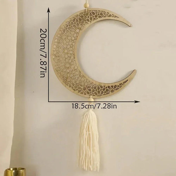 Necklace - Islamic Wooden Crescent Star Pendant