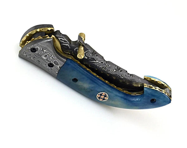 Neon Everyday Carry Pocket Knife with Bone Handle & Leather Sheath - Gifts for You 'n Me