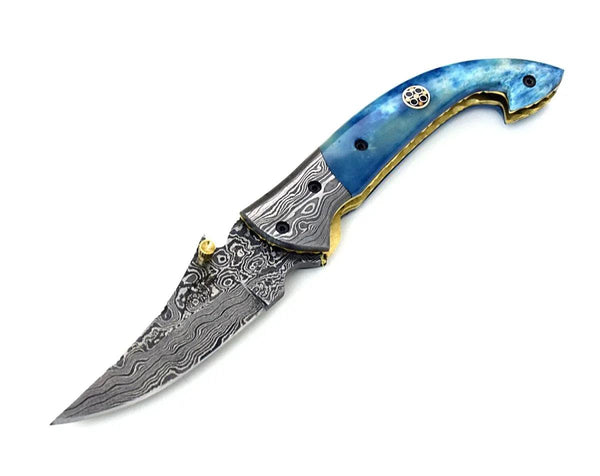 Neon Everyday Carry Pocket Knife with Bone Handle & Leather Sheath - Gifts for You 'n Me