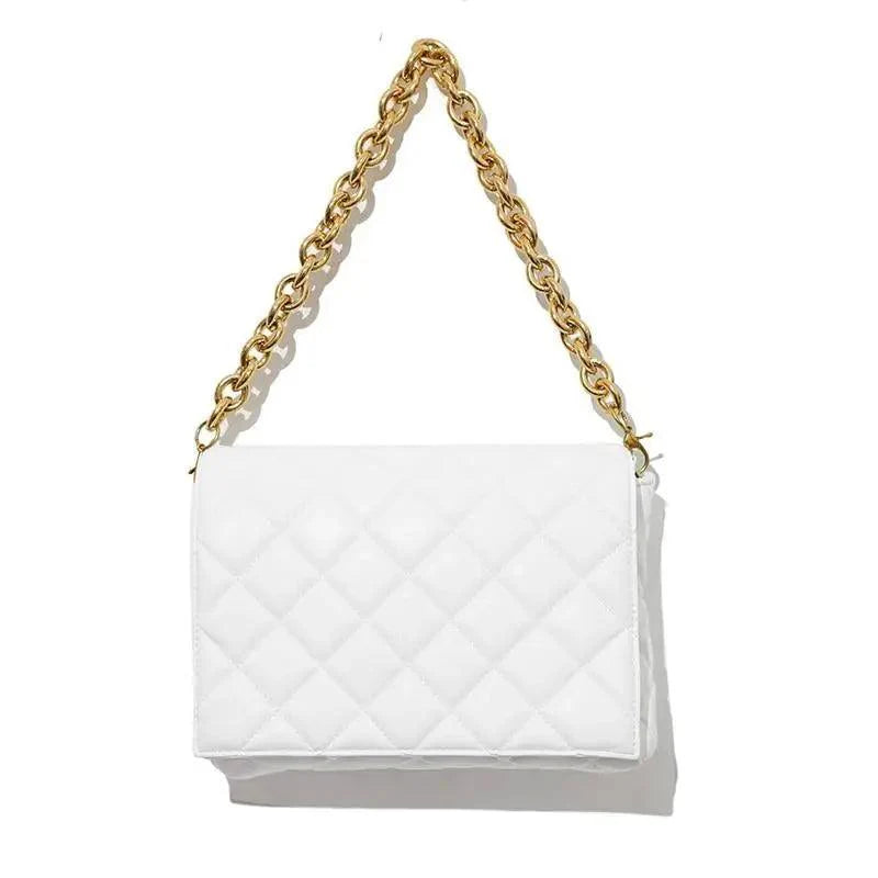 New Adorable Women's Handbag Green Small Flap Shoulder Bag In Thick Metal Chain Women's Clutch Bags Luxury  Ladies Shoulder Purse