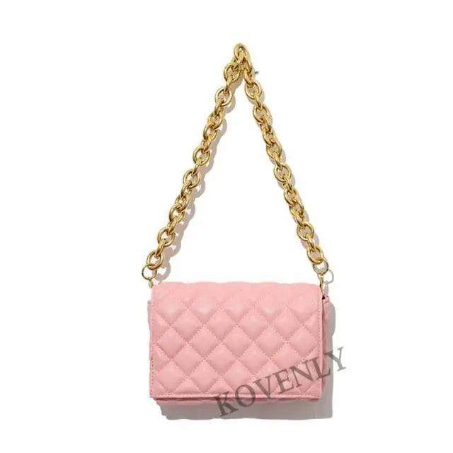 New Adorable Women's Handbag Green Small Flap Shoulder Bag In Thick Metal Chain Women's Clutch Bags Luxury  Ladies Shoulder Purse