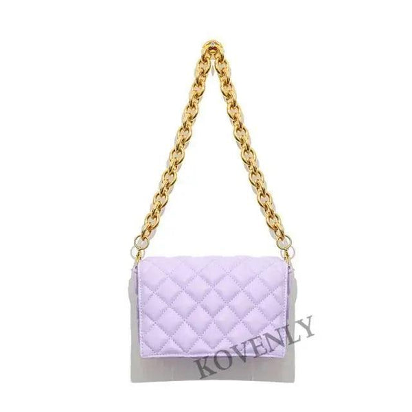 New Adorable Women's Handbag Green Small Flap Shoulder Bag In Thick Metal Chain Women's Clutch Bags Luxury  Ladies Shoulder Purse