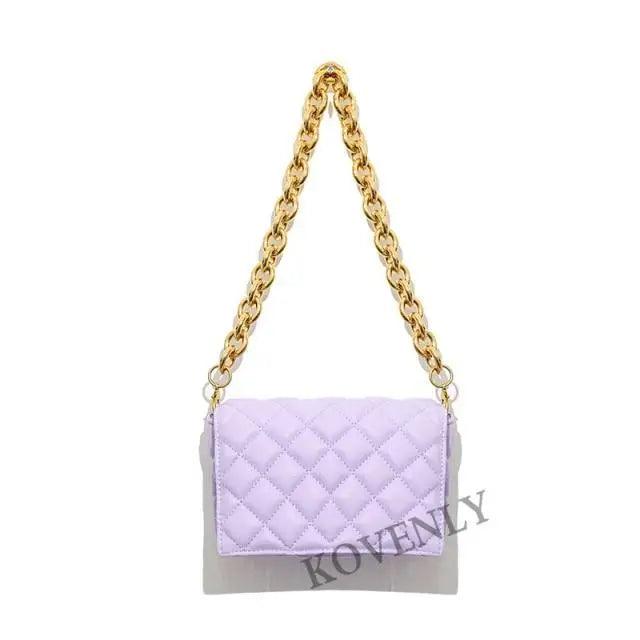 New Adorable Women's Handbag Green Small Flap Shoulder Bag In Thick Metal Chain Women's Clutch Bags Luxury  Ladies Shoulder Purse