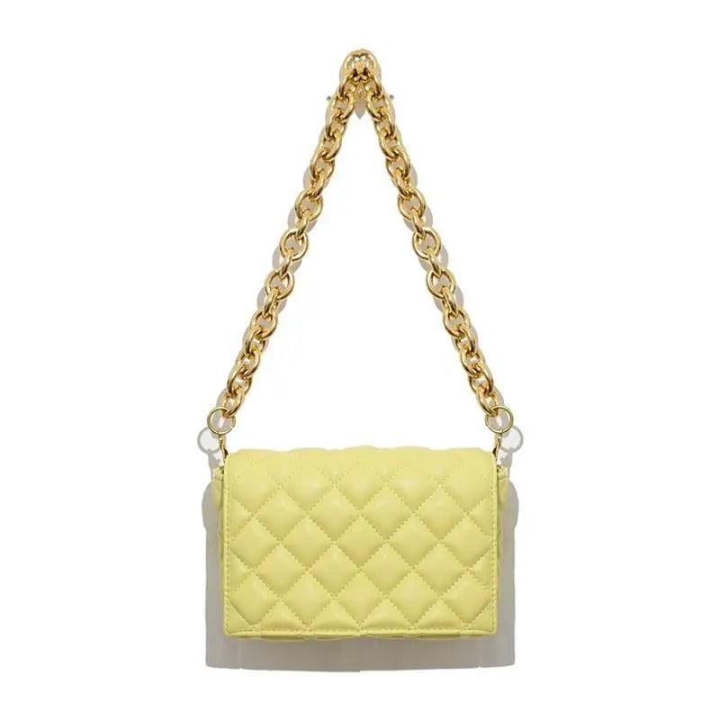New Adorable Women's Handbag Green Small Flap Shoulder Bag In Thick Metal Chain Women's Clutch Bags Luxury  Ladies Shoulder Purse