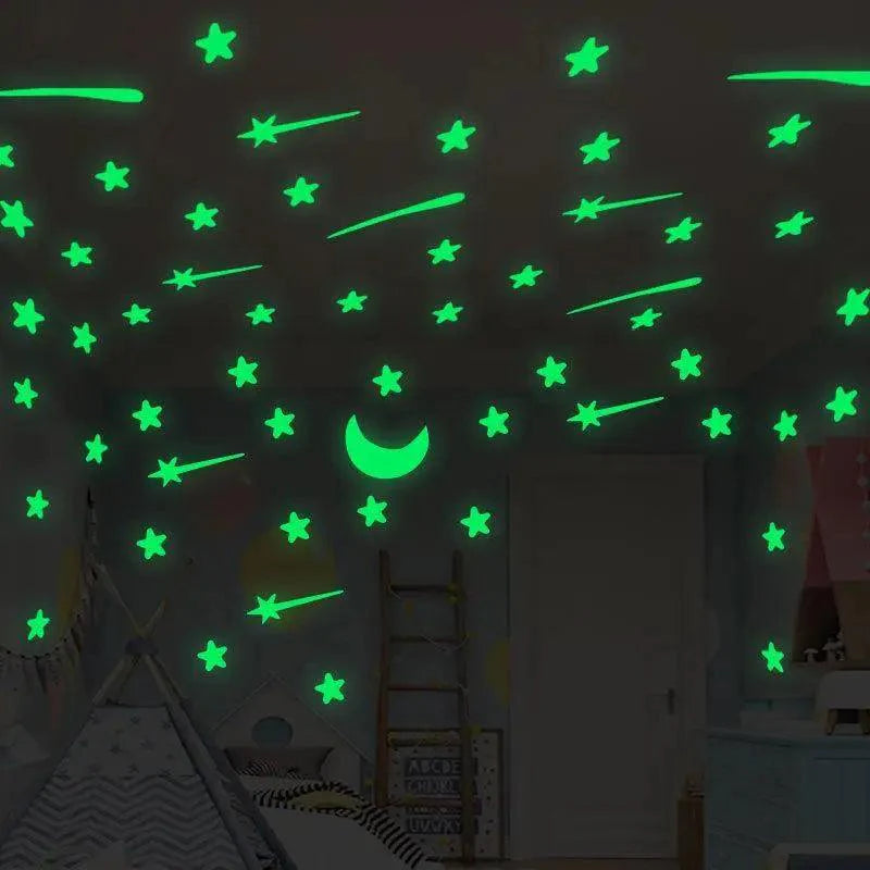 New Amazing Luminous Moon and Stars Wall Stickers for Kids Room Baby Nursery Home Decoration Wall Decals Glow in the Dark Bedroom Ceiling