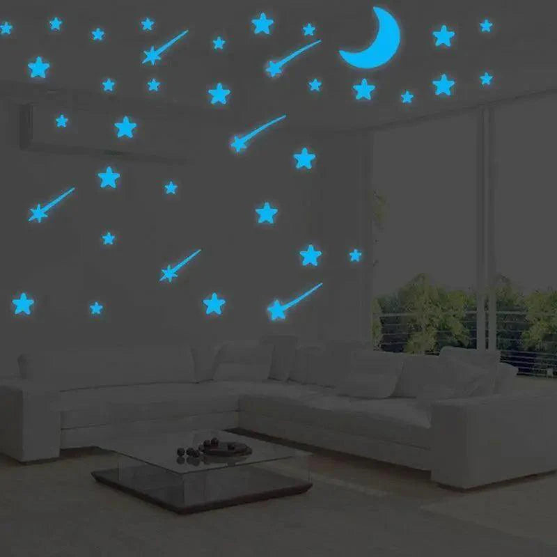 New Amazing Luminous Moon and Stars Wall Stickers for Kids Room Baby Nursery Home Decoration Wall Decals Glow in the Dark Bedroom Ceiling