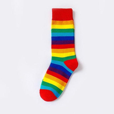 New Arrival Cotton Elasticity Sweat Women Long Sock Candy Colors Rainbow Patterned Sporty Retro Harajuku Casual Socks For Men And Women