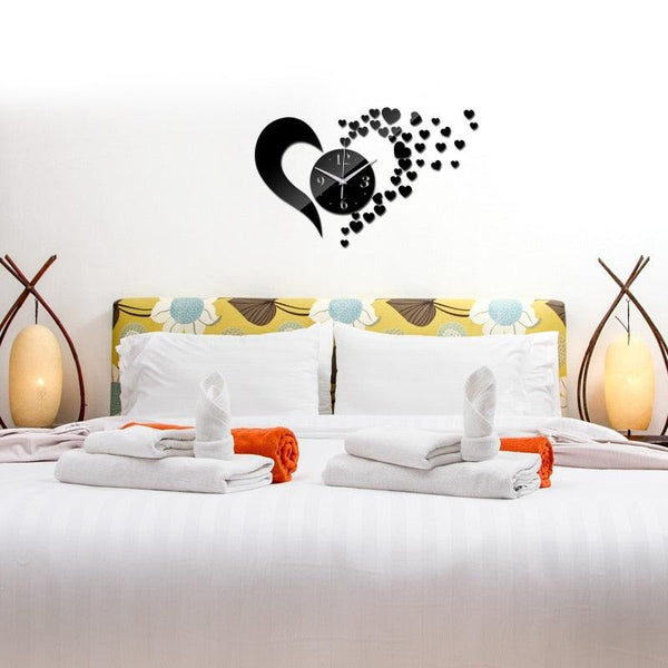 New Arrival Lovely Art Clock Wall Clock Living Room 3D Frameless Acrylic Mirror Sticker Wall Clock Home Modern Love Creative Adjustable Silent Wall Art Clocks for Home Office Decorations Quartz Acrylic Clocks Mirror Watch