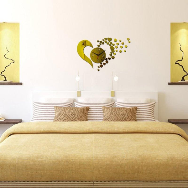 New Arrival Lovely Art Clock Wall Clock Living Room 3D Frameless Acrylic Mirror Sticker Wall Clock Home Modern Love Creative Adjustable Silent Wall Art Clocks for Home Office Decorations Quartz Acrylic Clocks Mirror Watch