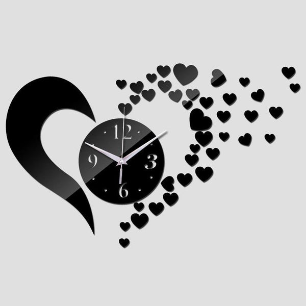 New Arrival Lovely Art Clock Wall Clock Living Room 3D Frameless Acrylic Mirror Sticker Wall Clock Home Modern Love Creative Adjustable Silent Wall Art Clocks for Home Office Decorations Quartz Acrylic Clocks Mirror Watch
