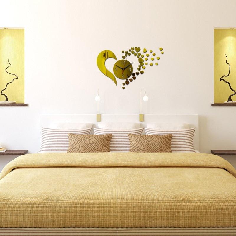 New Arrival Lovely Art Clock Wall Clock Living Room 3D Frameless Acrylic Mirror Sticker Wall Clock Home Modern Love Creative Adjustable Silent Wall Art Clocks for Home Office Decorations Quartz Acrylic Clocks Mirror Watch