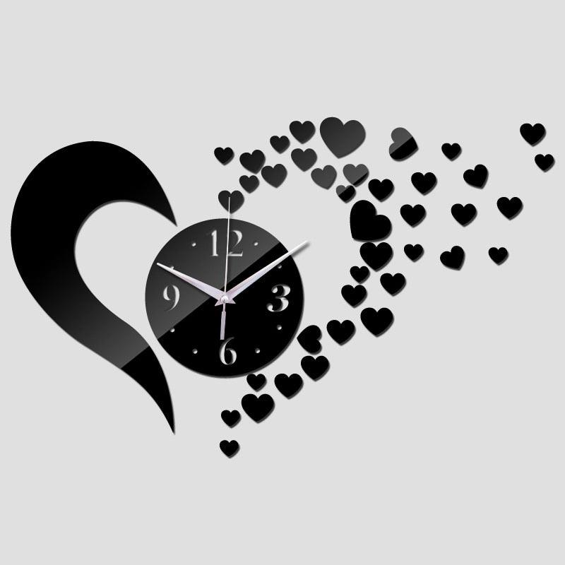 New Arrival Lovely Art Clock Wall Clock Living Room 3D Frameless Acrylic Mirror Sticker Wall Clock Home Modern Love Creative Adjustable Silent Wall Art Clocks for Home Office Decorations Quartz Acrylic Clocks Mirror Watch