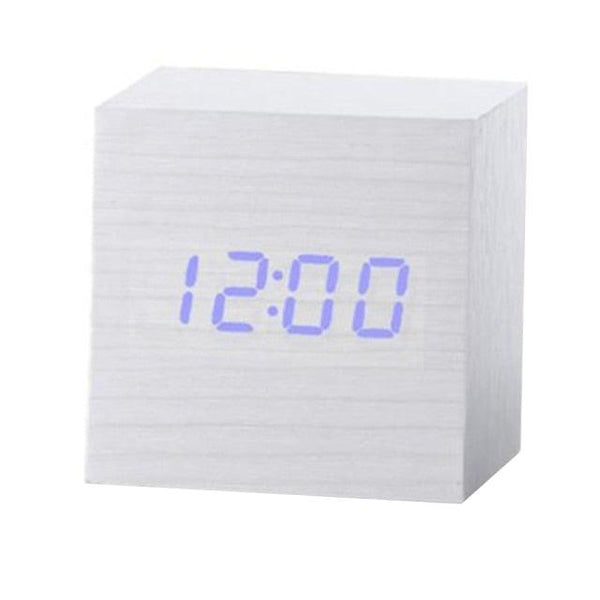 New Arrival Wooden LED Alarm Clocks Temperature Electronic Clock Digital Alarm Clock with Wooden Electronic LED Time Display 3 Dual Plus Alarm Cubic Small Mini Wood Made Electric Sounds Control Digital LED Display Desktop Calendar Table clock