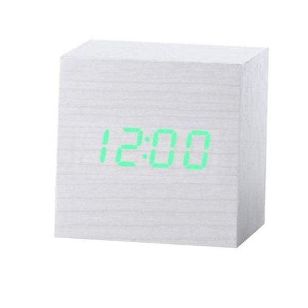 New Arrival Wooden LED Alarm Clocks Temperature Electronic Clock Digital Alarm Clock with Wooden Electronic LED Time Display 3 Dual Plus Alarm Cubic Small Mini Wood Made Electric Sounds Control Digital LED Display Desktop Calendar Table clock