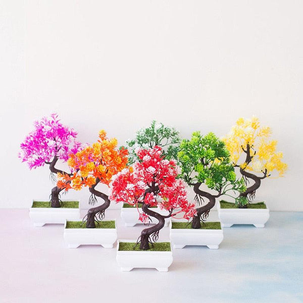New Artificial Plants Pine Bonsai Potted  Decorative Green Small Trees Fake Flowers Ornament For Home Garden Decoration