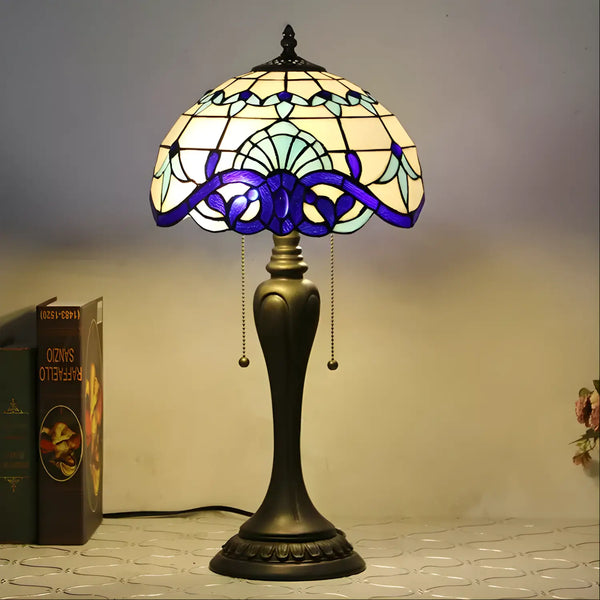 New Blue Tiffany Lamp in Baroque Glass