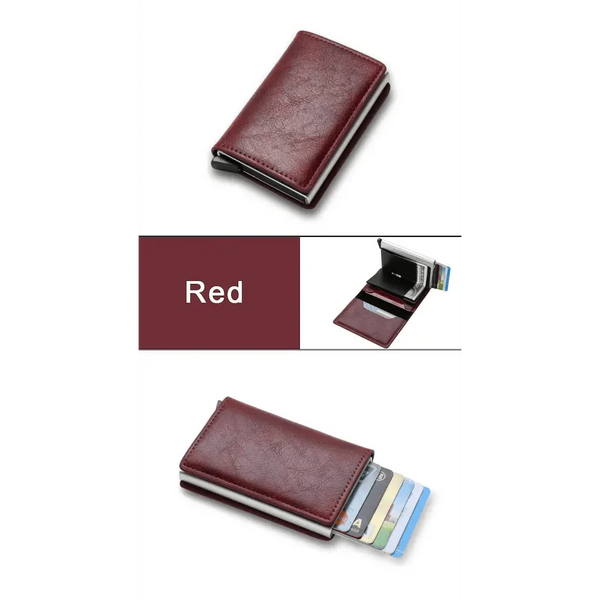 New Carbon Fiber Card Holder Wallets Luxury Men  Black Magic Leather Cool Slim Mini Wallet Small Money Bag Male Purses Magnet Closure Wallet