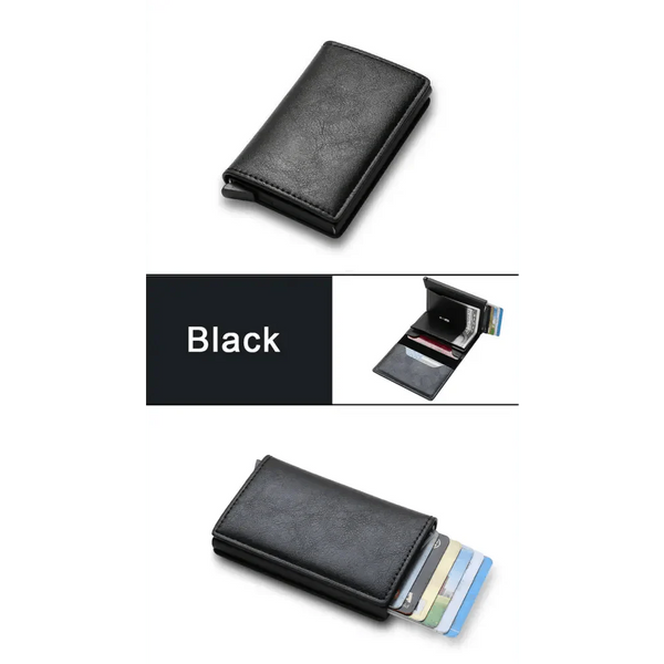 New Carbon Fiber Card Holder Wallets Luxury Men  Black Magic Leather Cool Slim Mini Wallet Small Money Bag Male Purses Magnet Closure Wallet
