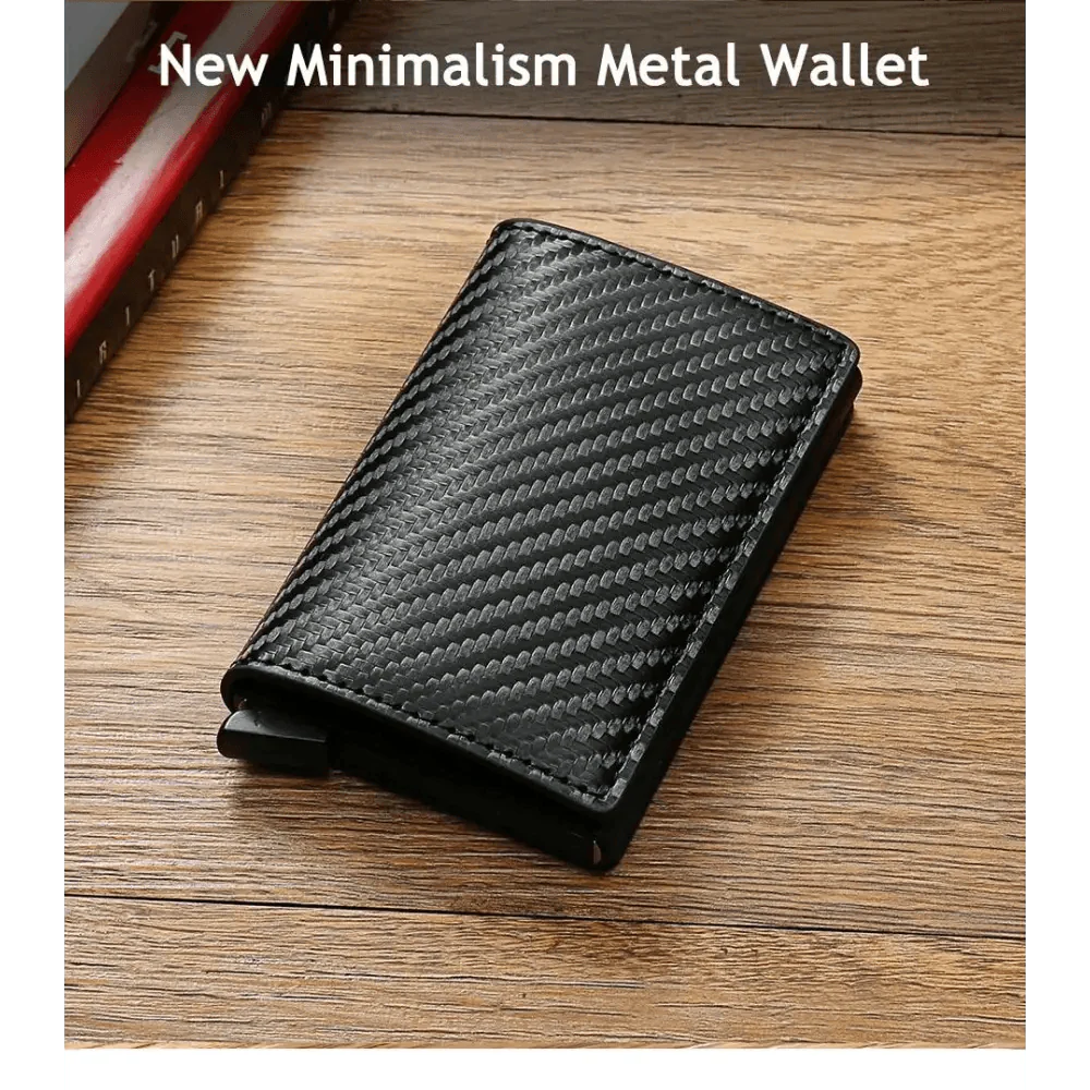 New Carbon Fiber Card Holder Wallets Luxury Men  Black Magic Leather Cool Slim Mini Wallet Small Money Bag Male Purses Magnet Closure Wallet